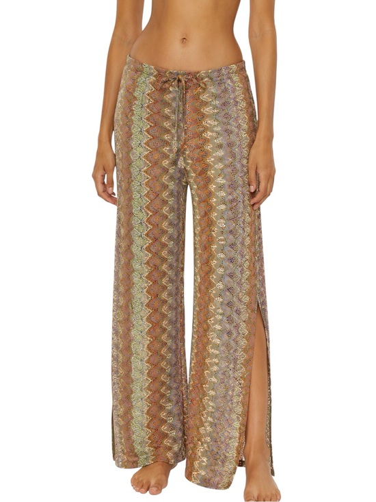 BECCA Other - BECCA Crochet Wide Leg Beach Cover Up Pants Boho Tie Waist Multicolor Medium